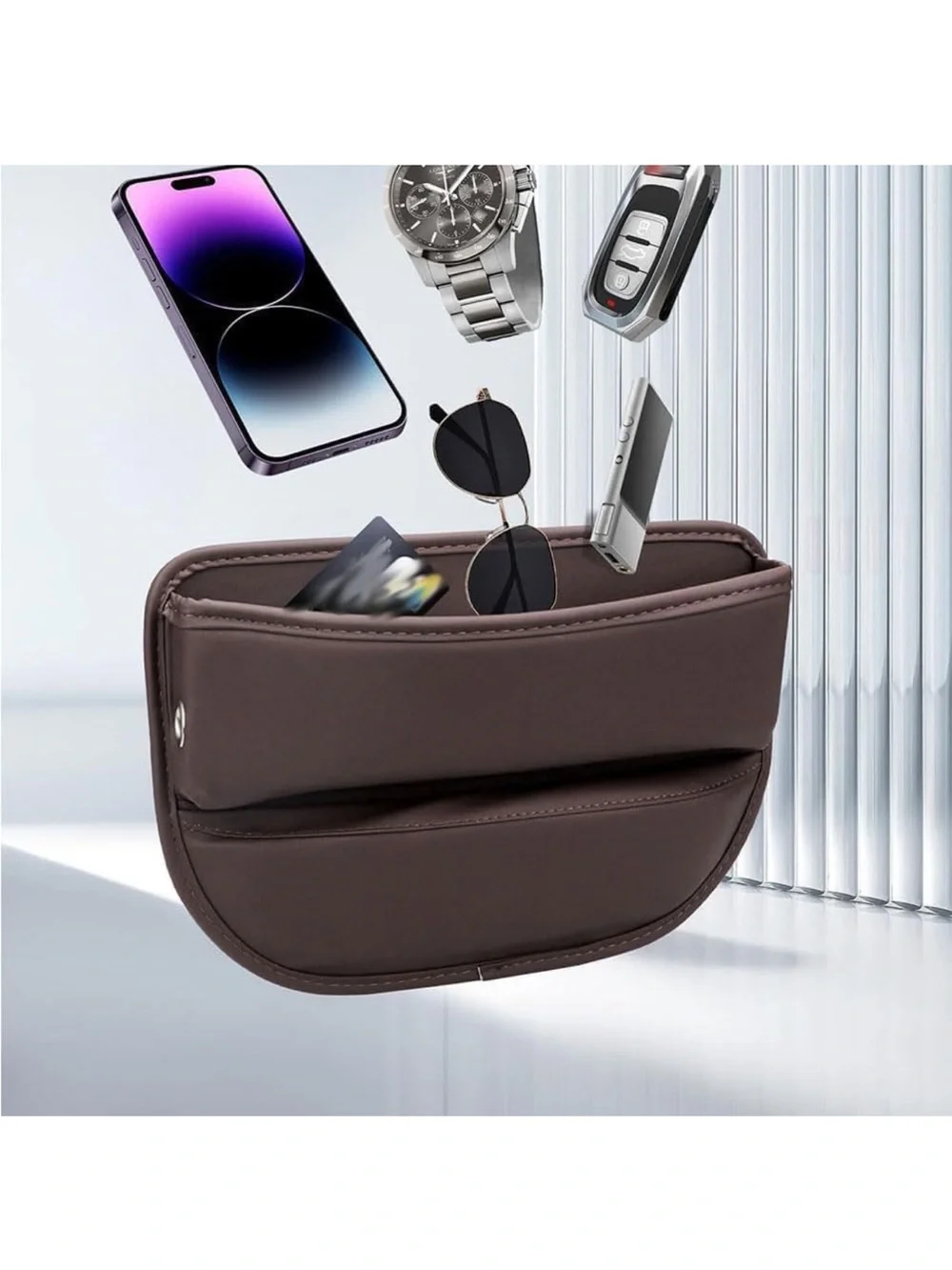 Brown Car Seat Gap Organizer and Phone Holder - Universal (No Brand)